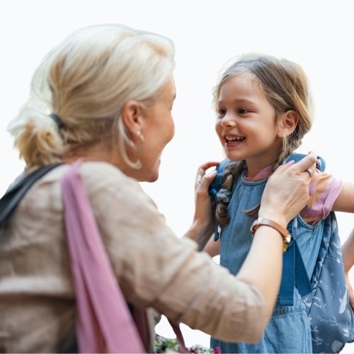 Mother sending her daughter to school in Pennsylvania